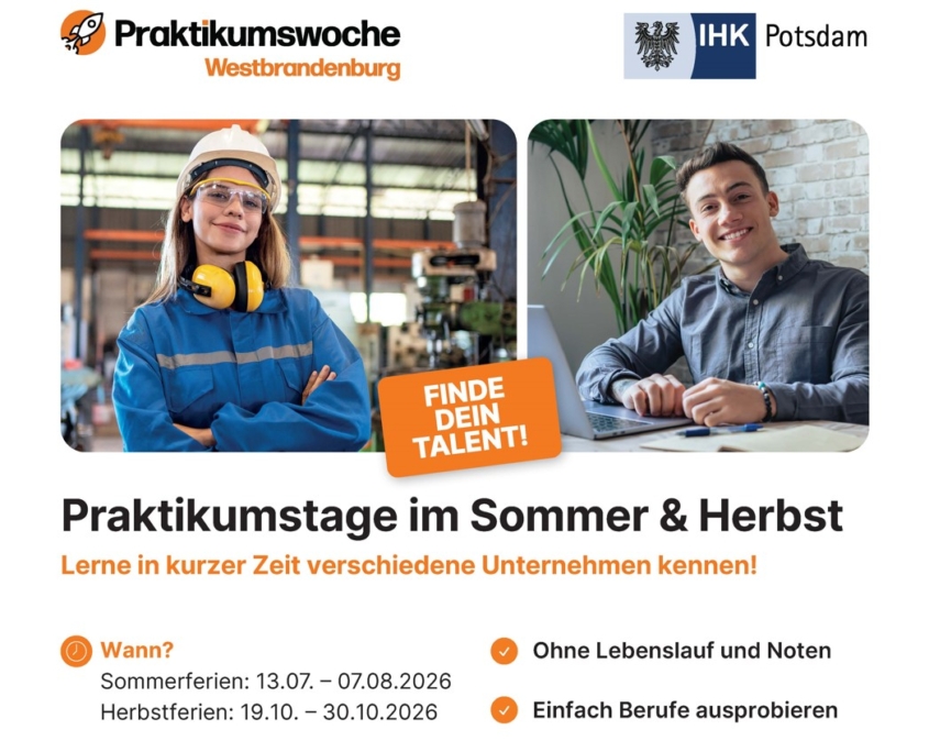 Plakatausschnitt Praktikumswoche Westbrandenburg